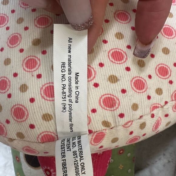 Pottery Barn Kids Set of 2 Brooke Owl Decorative Pillows Pink Green Corduroy - Picture 12 of 13